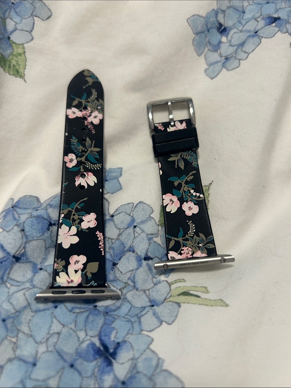 Kate Spade Floral Silicone Watch Band - Black with Pink Flowers